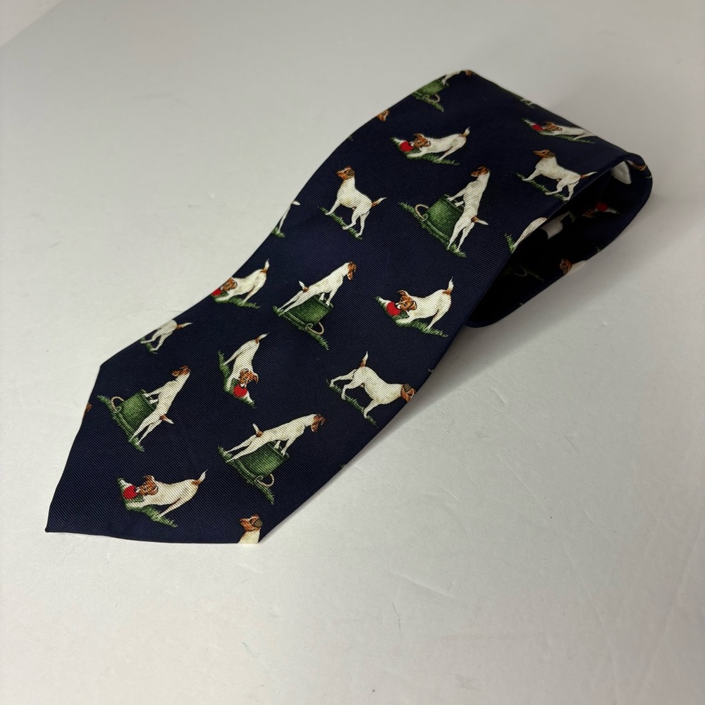 Orvis Jack Russell terrier dog 100% silk mens tie